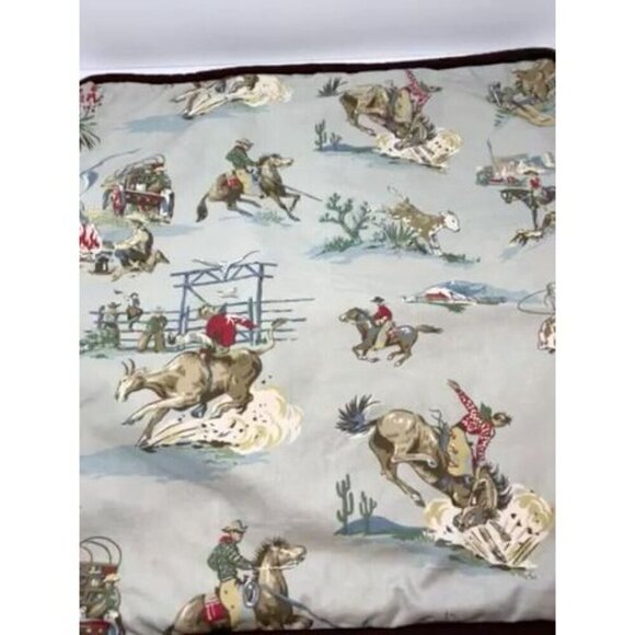 Western Cowboy Rodeo Pillow Cover Sham Handmade Vintage Horse Boy Nursery 26" - Picture 2 of 14